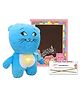 FUSKED Breathing Teddy  Cat Face Messenger Cat Blue Soft Toy  45 cm  Musical & Sensory Plush for Kids - Height 45 cm