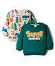 Babyhug Cotton Knit Full Sleeves Sweatshirts With Animal Graphics Pack of 2 - Green & Light Pink