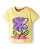 Pine Kids Cotton Knit Half Sleeves T-Shirt With Floral Print - Yellow