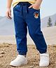 Babyhug Full Length Washed Denim Joggers With Stretch & Tiger Print - Navy Blue