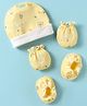 Ben Benny Interlock Knit Cap Mittens & Booties With Bird Print Yellow - Diameter 11 cm
