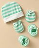 Ben Benny Interlock Knit Striped Cap Mittens & Booties Green - Diameter 10 cm