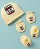 Ben Benny Interlock Knit Cap Mitten & Booties Set With Nutella Print Light Yellow - Diameter 10 cm