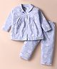 Ben Benny Single Jersey Knit Full Sleeves Co-Ord Night Suit With Bunny & Floral Print - Lavender