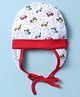 Ben Benny Interlock Knit Cap with Knot & Ear Cover with Car Print White - Diameter 10.5 cm