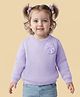 Babyoye 100% Cotton Knit Full Sleeves Pullover with Floral Applique - Purple
