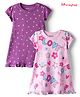 Honeyhap Premium 100% Cotton Half Sleeves Nighty With Bio Finish Heart & Love Print Pack of 2 - Willowherb & Pink Tulle
