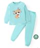 BLUSHES 100% Cotton Knit Full Sleeves Baby Animals Printed Night Suit Set - Sea Green