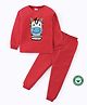 BLUSHES 100% Cotton Knit Full Sleeves Baby Zebra Printed Night Suit Set - Red