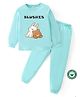 BLUSHES 100% Cotton Knit Full Sleeves Baby Animals Printed Night Suit Set - Sea Green