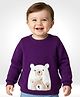 Babyoye Cotton Knit Full Sleeves Pullover Sweater with Bear Patch Detailing - Purple
