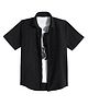 Charchit Cotton Blend Woven Half Sleeves Textured Shirt & Guitar Printed Tee - Black