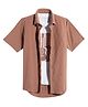Charchit Cotton Blend Half Sleeves Abstract Embroidered Shirt & Tee Set - Rust