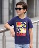 Kookie Kids Single Jersey Knit Half Sleeves T-Shirt with Games Theme Print - Navy Blue