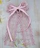 Little Miss Cuttie Long Tail Lace Embellished & Bow Applique Detailed Hair Clip - Pink