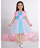 Ministitch Net Woven Sleeveless Pearls Embellished Floral Applique Detailed Dress - Blue