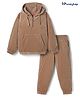 Honeyhap Premium Velour Knit Full Sleeves Hooded T-shirt & Lounge Pant Set With Bio Finish - Brown