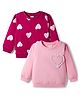 Babyhug Cotton Knit Full Sleeves Sweatshirts with Heart Print & Applique Pack of 2 - Pink