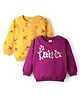 Babyhug Cotton Knit Full Sleeves Sweatshirts With Floral Print Pack of 2 - Fuchsia & Yellow