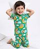 Babyhug Cotton Knit Half Sleeves Co-Ord Night Suit with Bear Print - Green