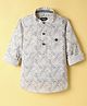 Noddy Cotton Full Sleeves Leaves Printed Kurta Style Shirt - Green