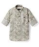 Noddy Cotton Full Sleeves Leaves Printed Kurta Style Shirt - Green