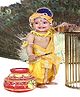 RAJ FANCY DRESSES Woven Sleeveless Lord Krishna Theme Costume Set - Yellow