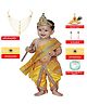 RAJ FANCY DRESSES Woven Sleeveless Gota Lace Embellished & Ethnic Foil Printed Lord Krishna Theme Costume Set - Yellow