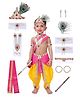 RAJ FANCY DRESSES Krishna Theme Costume With Accessories Set - Yellow & Pink