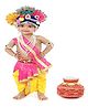 RAJ FANCY DRESSES Lord Krishna Theme Costume With Accessories Set - Pink