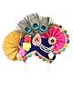RAJ FANCY DRESSES Lord Krishna Theme Stones Embellished Floral Applique Detailed Turban - Blue & Yellow