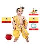 RAJ FANCY DRESSES Lord Krishna Theme Ethnic Foil Printed Costume Set - Yellow