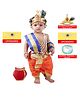 RAJ FANCY DRESSES Lord Krishna Theme Gota Lace Embellished Costume Set - Orange & Blue