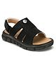 Stefens Metal Applique Detailed Velcro Closure Sandals - Black
