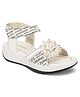 Stefens Text Printed & Floral Applique Detailed Velcro Closure Sandals - White