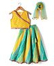 Babyhug Woven Sleeveless Leheriya Design Foil Printed Lehenga & Choli Set With Dupatta - Yellow