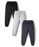 Primo Gino 100% Cotton Solids French Terry Solid Color Lounge Pants Pack of 3 - Charcoal Grey Black & Grey