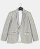 Charchit Cotton Blend Woven Full Sleeves Striped Blazer & Rock Text Printed Tee Set - Grey