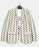 Charchit Cotton Blend Woven Full Sleeves Chevron Printed Blazer With Tee Set - Off White