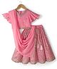 Babyhug Woven Flutter Sleeves Choli Lehenga & Dupatta Set With Sequin Detailing - Pink