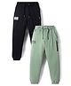 Primo Gino 100% Cotton Solid Colour  French Terry Cargo Joggers  Pack Of 2 -  Black & Olive