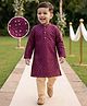 Babyhug Woven Full Sleeves Kurta Pajama Set with Embroidery & Sequin Detailing - Wine