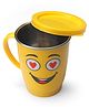 Happy Face Steel Cup with Lid 350ml| For Hot and Cold Beverages| Easy to Clean and Maintain| Dishwasher Safe| Boys and Girls| Encourages Self Feeding| Anti-Burn Plastic Layer