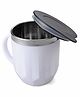 White Steel Cup with Lid - 250ml| For Hot and Cold Beverages| Easy to Clean and Maintain| Dishwasher Safe| Boys and Girls| Encourages Self Feeding| Anti-Burn Plastic Layer