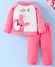 Mark & Mia Full Length Raglan Sleeves Winter Wear Night Suit with Pink Panther 3D Applique - Pink