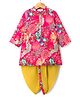 Babyhug Cotton Woven Full Sleeves Floral Printed Kurta & Dhoti Set - Fuchsia & Green