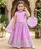 Babyhug Woven Sleeveless Choli with Lehenga and Dupatta Set With Floral Embroidery - Lavender
