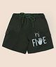 Nino Togs Cotton Twill Hi Five Text Printed Cargo Shorts - Military Green