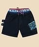 Nino Togs Cotton Denim Awesome Text Printed Shorts - Navy Blue