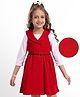 Hola Bonita Knit Full Sleeves Frocks With Inner Tee & Belt - Red & White